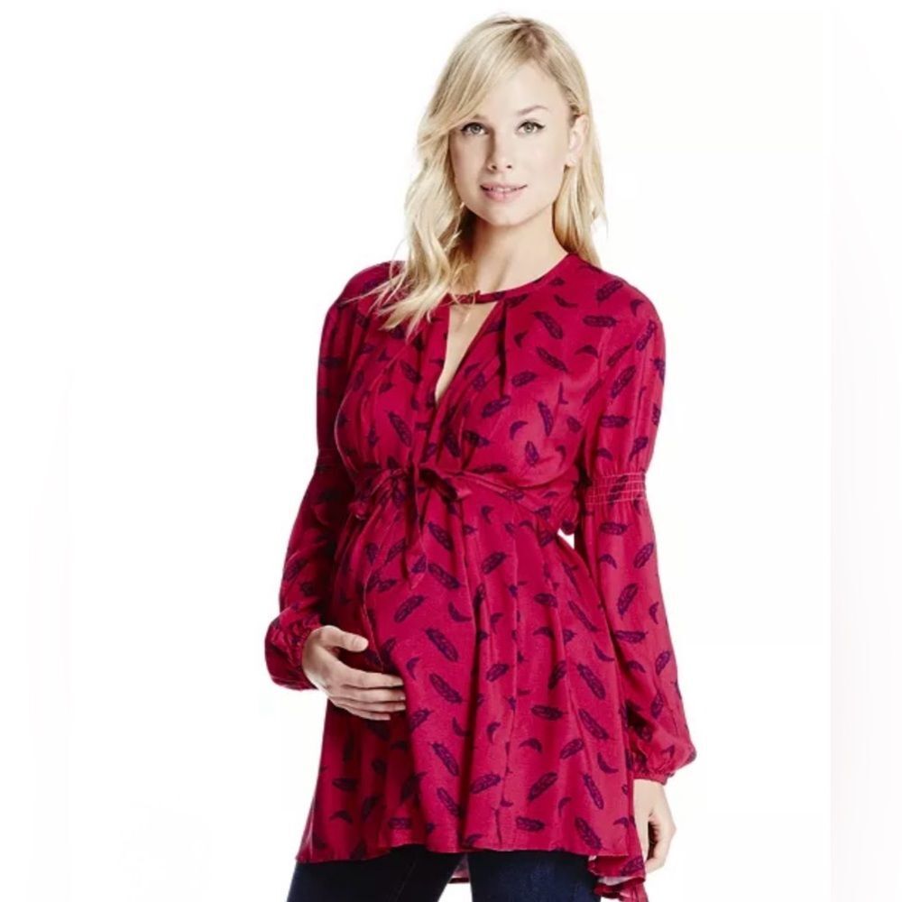 Jessica Simpson Maternity Feather Blouse M3